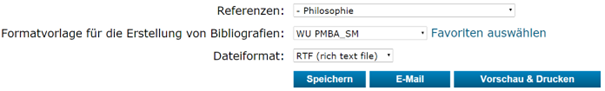 Das „Bibliografie“-Fenster in EndNote Web.