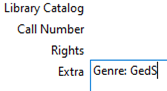 Im Juris-M Feld „Extra“ wurde der Text „Genre: GedS“ eingegeben.