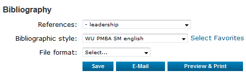 The “Bibliography” window in EndNote Web.