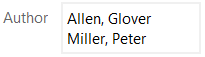 The „Author“ entry field in EndNote. On the first line, it says “Allen, Glover”, on the second line “Miller, Peter”.