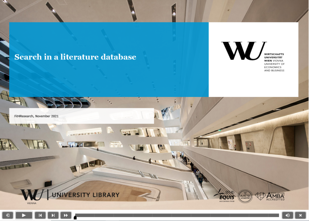 Link to the video tutorial "Search in a literature database"