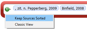 It is possible to switch between “Keep Sources sorted” and the “Classic View” by clicking on the Juris-M logo in the Juris-M citation dialog.